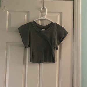 Cropped free people open arm shirt